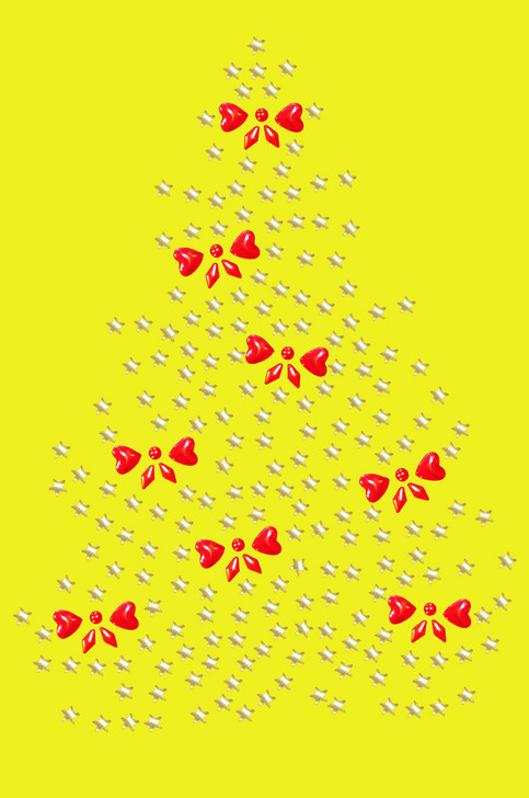 Gold Christmas Tree with Red Bows - Yellow Bandana