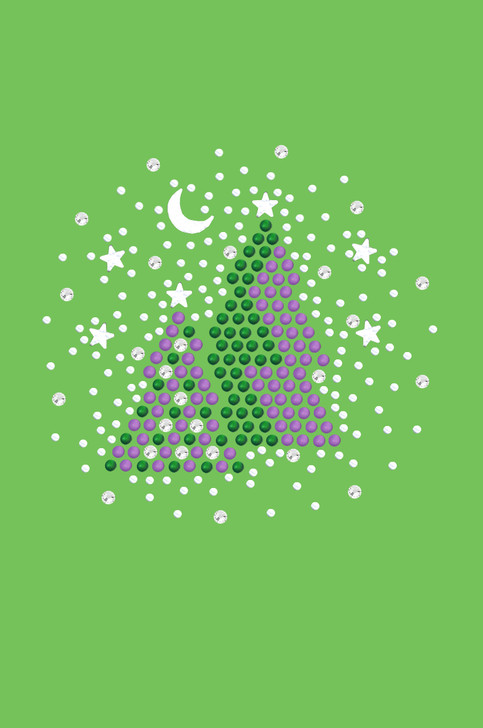Purple & Green Christmas Trees with Austrian crystal Snowflakes - Lime Green Bandana