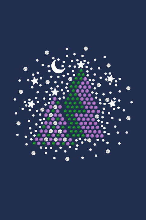 Purple & Green Christmas Trees with Austrian crystal Snowflakes - Navy Bandana