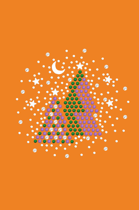 Purple & Green Christmas Trees with Austrian crystal Snowflakes - Orange Bandana