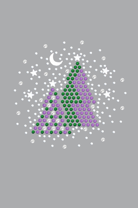 Purple & Green Christmas Trees with Austrian crystal Snowflakes - Gray Bandana