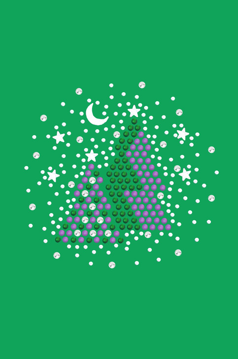 Purple & Green Christmas Trees with Austrian crystal Snowflakes - Kelly Green Bandana