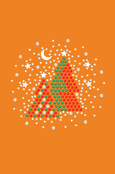 Red & Green Christmas Trees with Austrian crystal Snowflakes - Orange Bandana