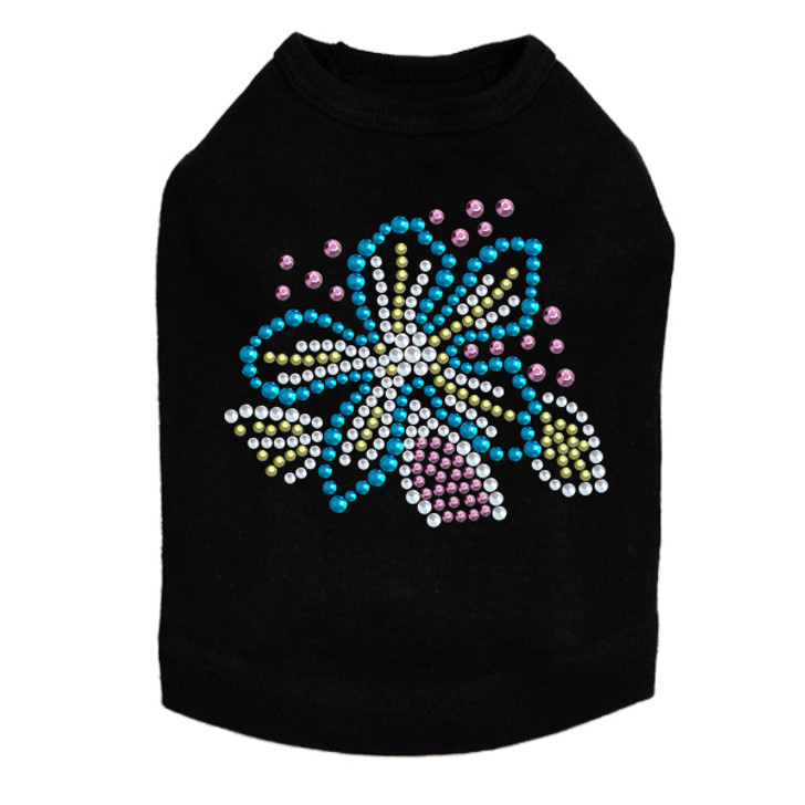 Turquoise Flower dog tank for large and small dogs.