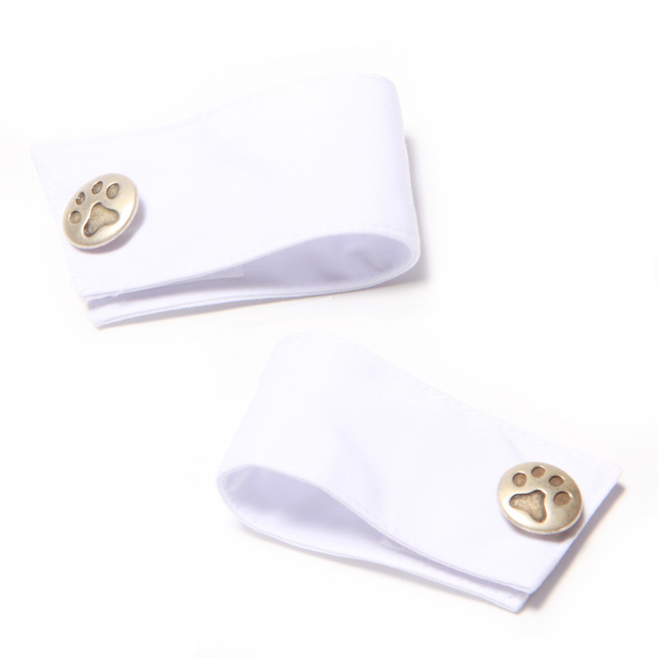 Dog cuffs with paw print cuff links.