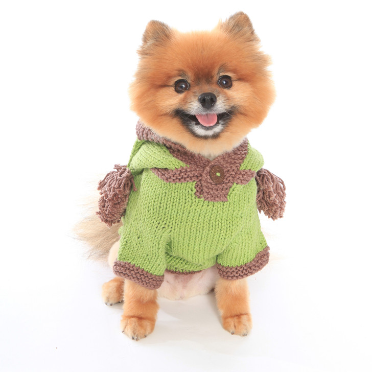 The Taylor - Green Hand Knit Dog Hoodie