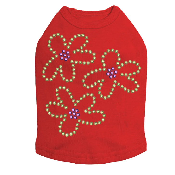 Three Lime Flowers dog tank for large and small dogs.