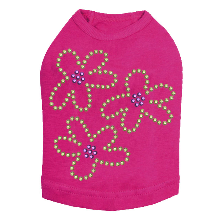 Three Lime Flowers dog tank for large and small dogs.