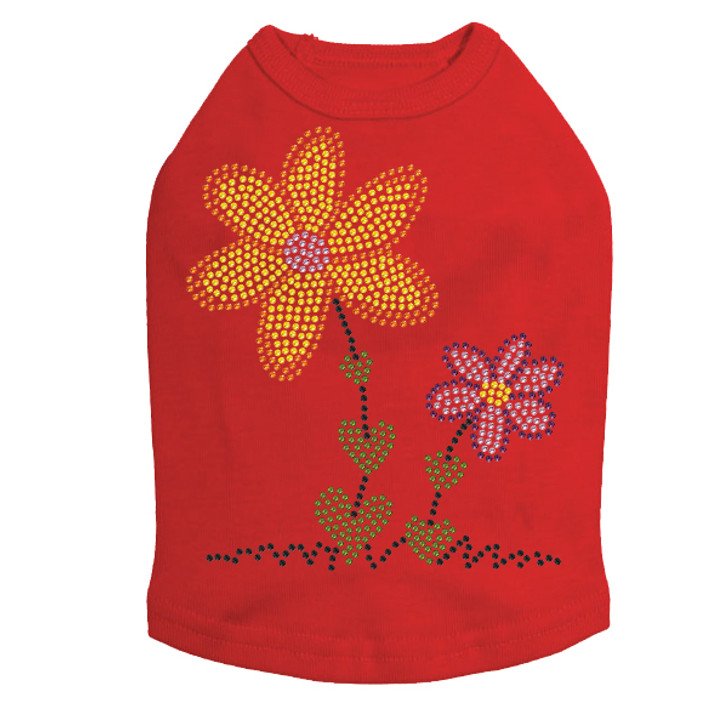 Orange & Purple Flowers dog tank for large and small dogs.