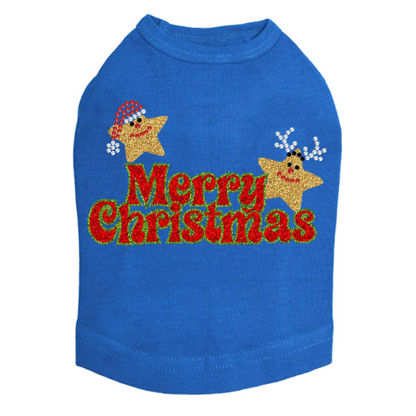 Merry Christmas Glitter Stars - Royal Dog Tank