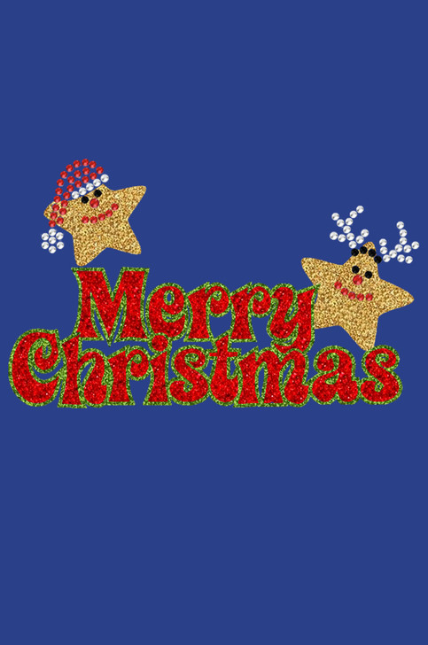 Merry Christmas Glitter Stars - Royal Blue andanna