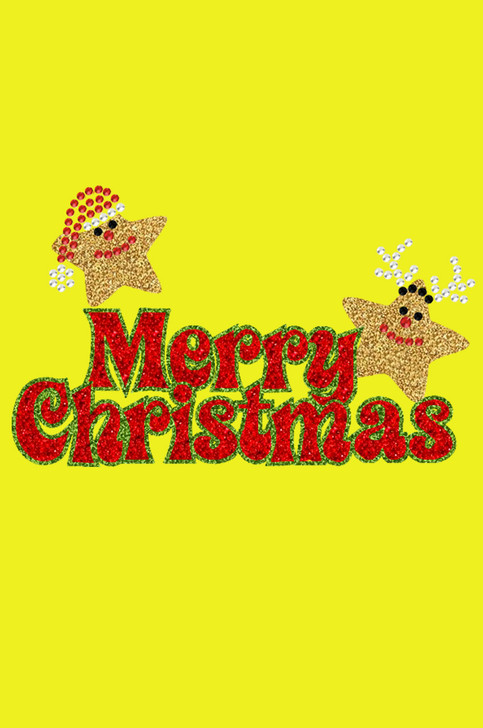 Merry Christmas Glitter Stars - Yellow Bandana