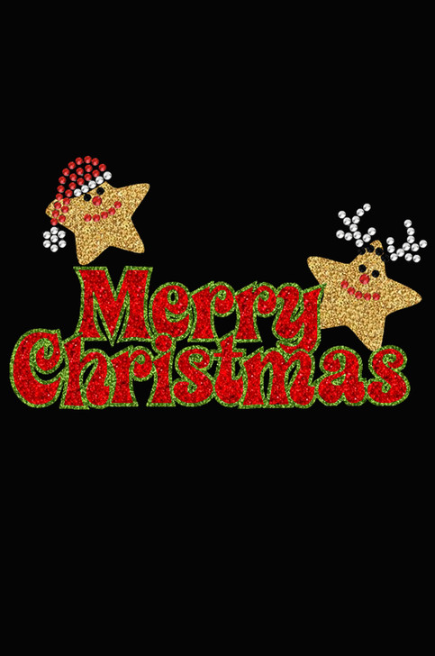 Merry Christmas Glitter Stars - Black Women's T-shirt