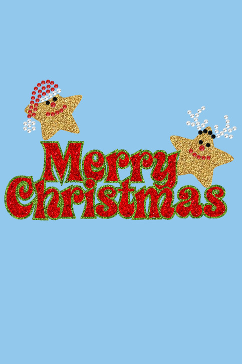 Merry Christmas Glitter Stars - Light Blue Women's T-shirt