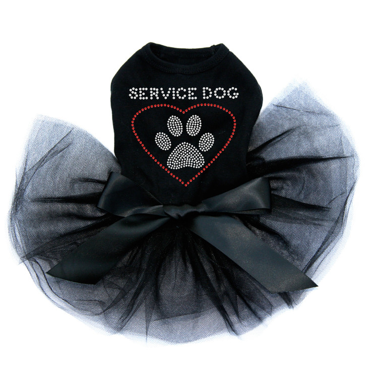 Service Dog rhinestone dog black tutu for large and small dogs.