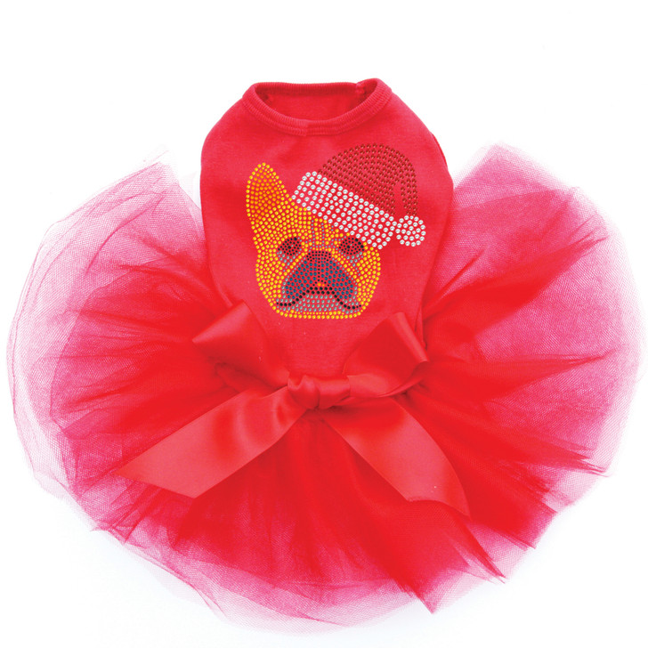 French Bull Dog with Santa Hat - Dog Tutu for Big and Little Dogs