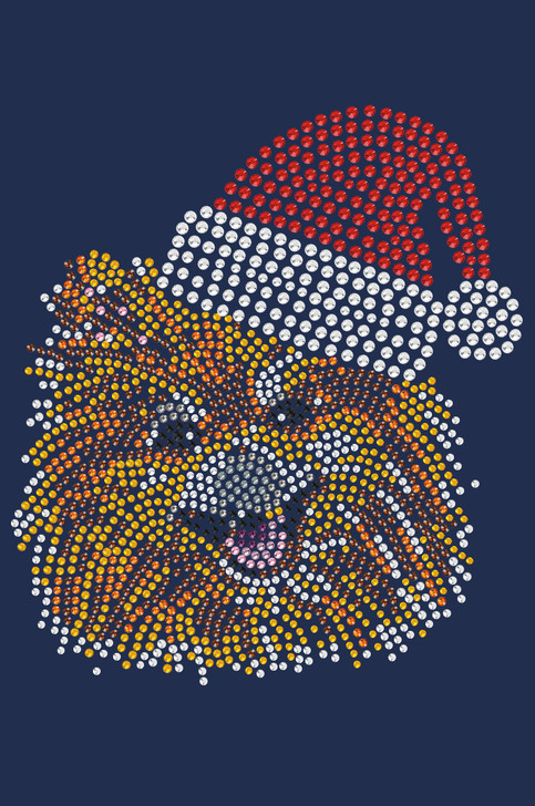 Pomeranian with Santa Hat - Navy Women's T-shirt