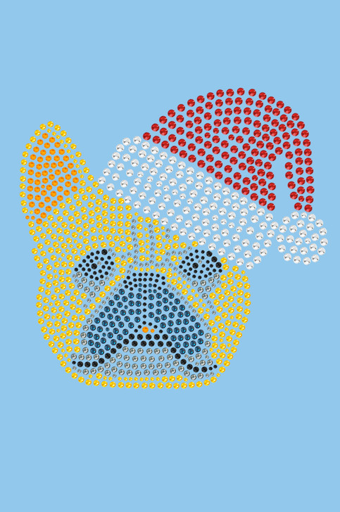 French Bull Dog with Santa Hat - Light Blue Women's T-shirt