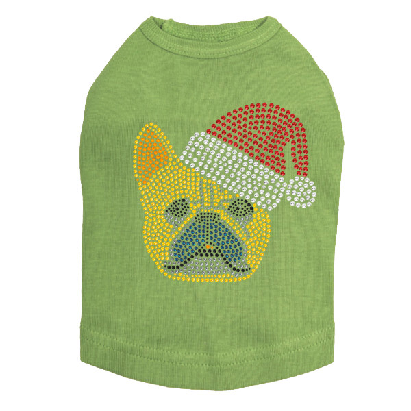 French Bull Dog with Santa Hat Rhinestone Dog Tank