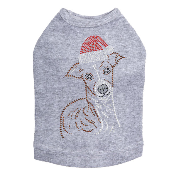Italian Greyhound Face with Santa Hat Rhinestone Dog Tank