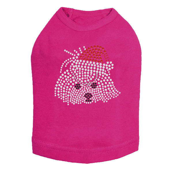 Maltese Face with Santa Hat Rhinestone Dog Tank