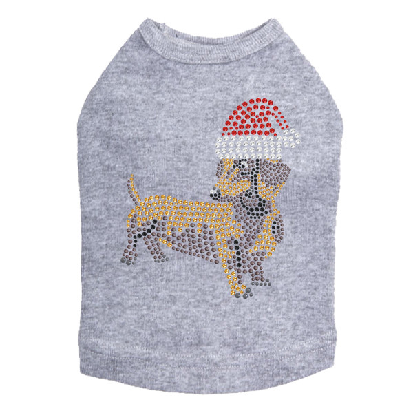 Dachshund #2 with Santa Hat Rhinestone Dog Tank