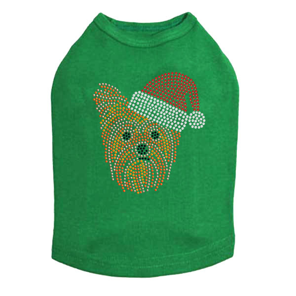 Yorkie Face #2 with Santa Hat Rhinestone Dog Tank