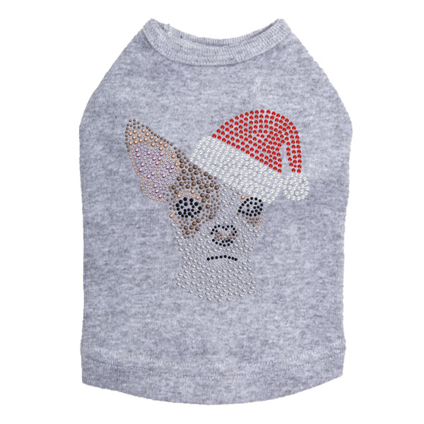 Chihuahua Face with Santa Hat Rhinestone Dog Tank