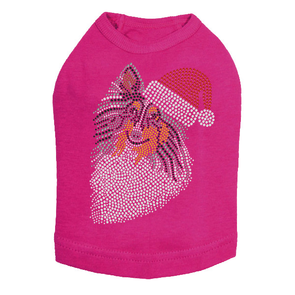 Sheltie Face (Tri Color) with Santa Hat Rhinestone Dog Tank