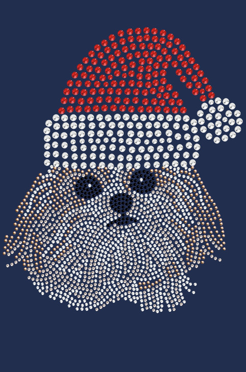 Shih Tzu with Santa Hat - Navy Bandana