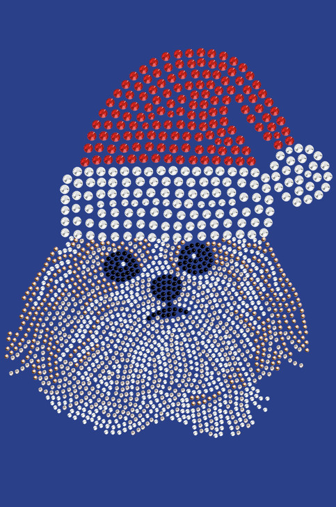 Shih Tzu with Santa Hat - Royal Blue Bandana