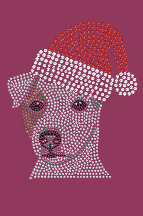 Jack Russell Terrier with Santa Hat - Burgundy Bandana