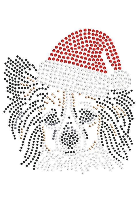 Papillon with Santa Hat - White Bandana