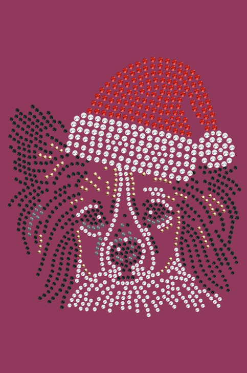 Papillon with Santa Hat - Burgundy Bandana