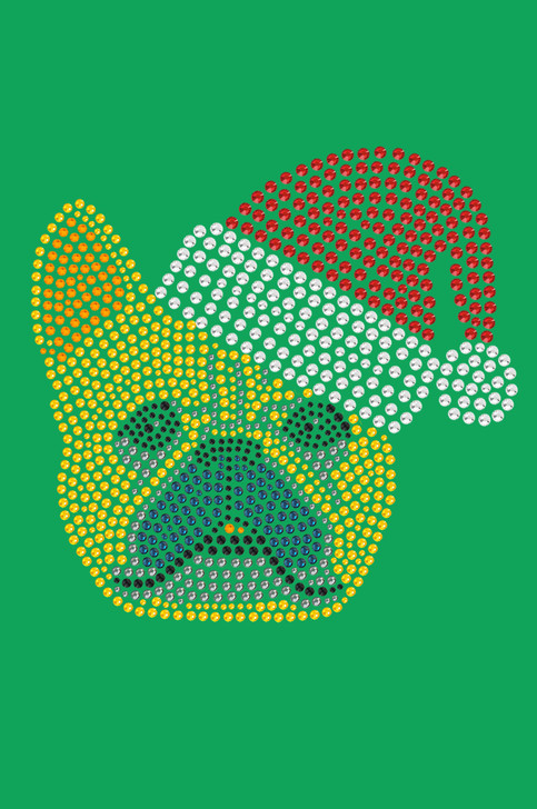 French Bull Dog with Santa Hat - Kelly Green Bandana