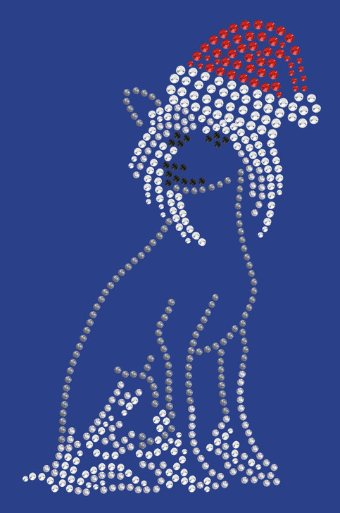 Chinese Crested with Santa Hat - Royal Blue Bandana