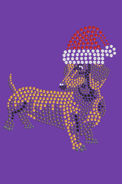 Dachshund # 2 with Santa Hat - Purple Bandana