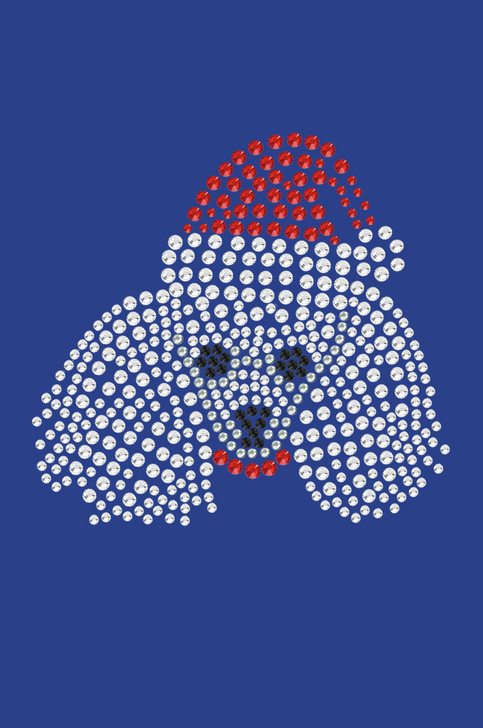 Poodle Face with Santa Hat - Royal Blue Bandana