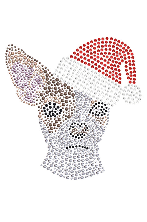 Chihuahua Face with Santa Hat - White Bandana