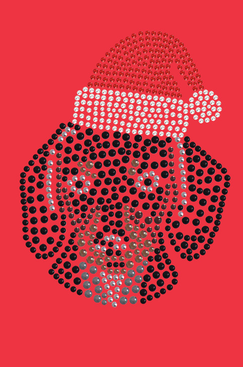 Dachshund Face with Santa Hat - Red Bandana