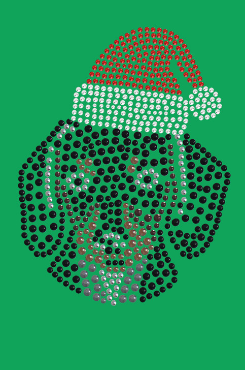 Dachshund Face with Santa Hat - Kelly Green Bandana