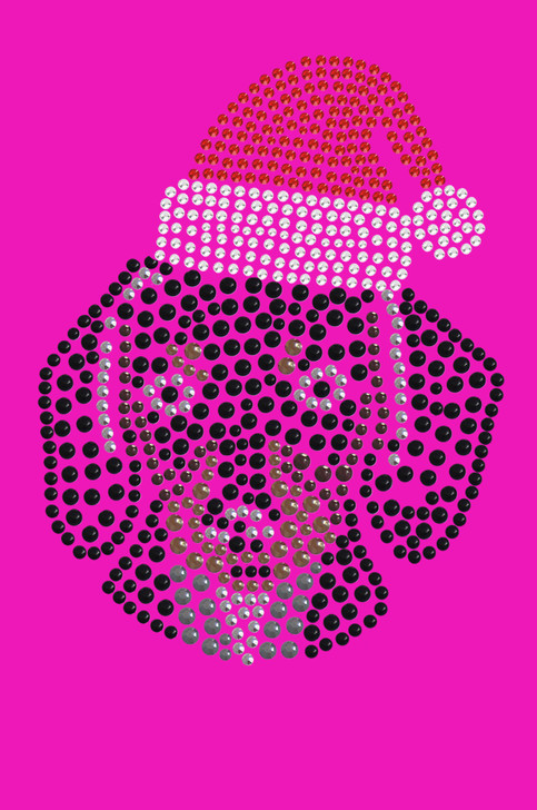 Dachshund Face with Santa Hat - Hot Pink Bandana