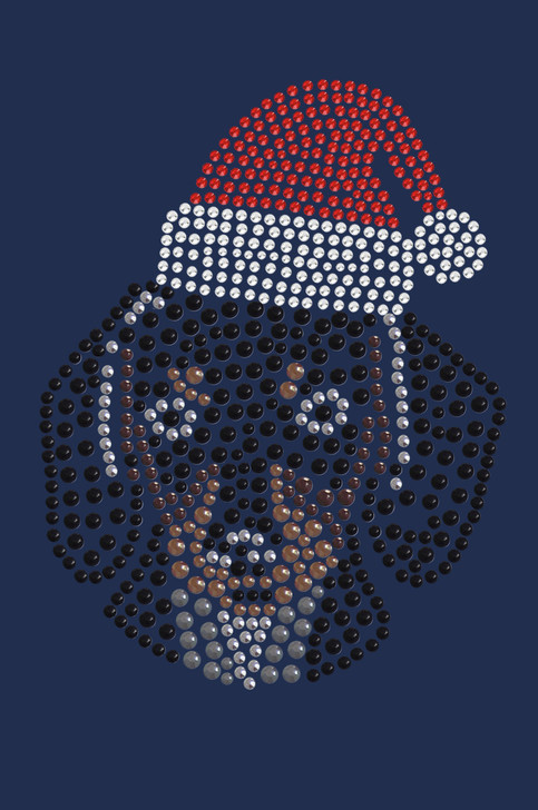 Dachshund Face with Santa Hat - Navy Bandana