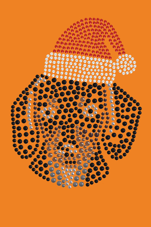 Dachshund Face with Santa Hat - Orange Bandana