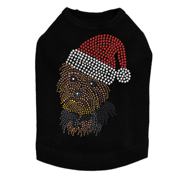 Yorkie Face #1 with Santa Hat Rhinestone Dog Tank