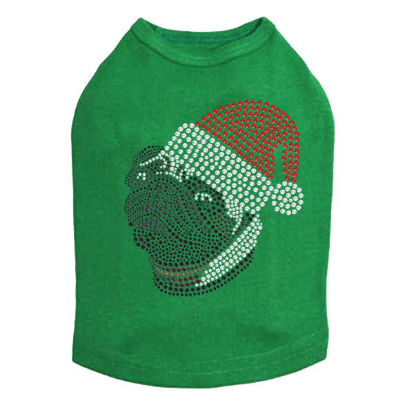 Pug with Santa Hat Rhinestone Dog Tank