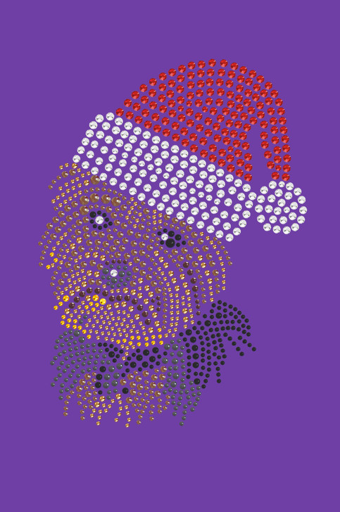 Yorkie Face # 1 with Santa Hat - Purple Bandana