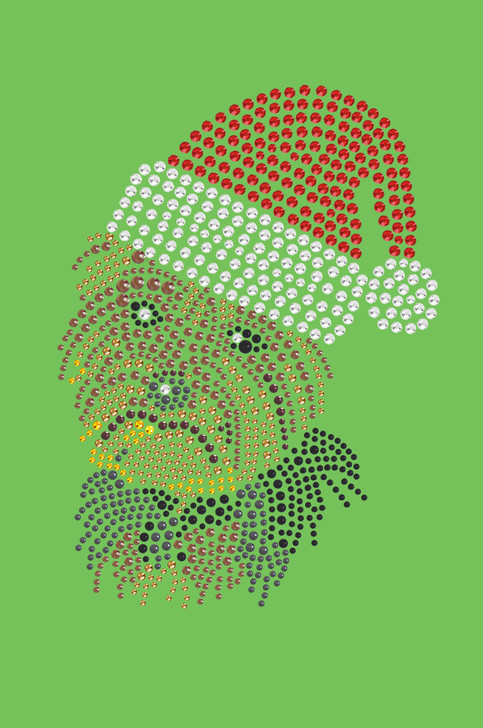 Yorkie Face # 1 with Santa Hat - Lime Green Bandana