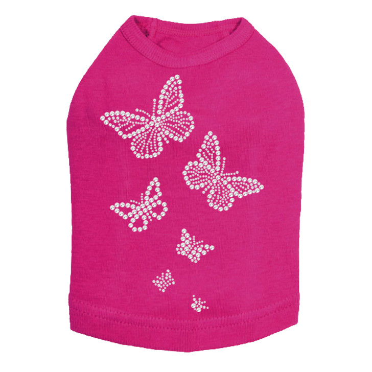 Rhinestone Butterflies dog tank for small and large dogs.