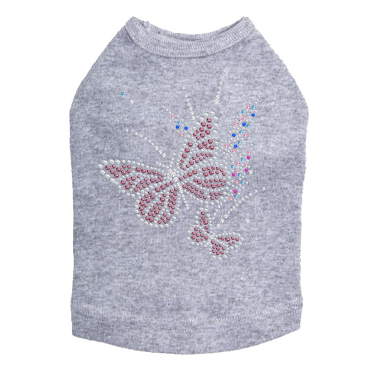 Pink Butterfly with Flowers dog tank for small and large dogs.